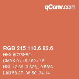 カラーコード: RGB 215 110.6 82.6 | qconv.com