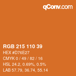 Color code: RGB 215 110 39 | qconv.com