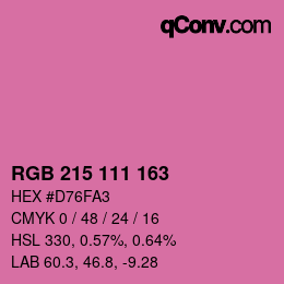 Color code: RGB 215 111 163 | qconv.com