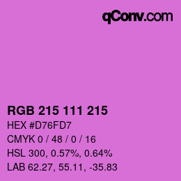 カラーコード: RGB 215 111 215 | qconv.com