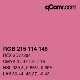 Código de color: RGB 215 114 148 | qconv.com