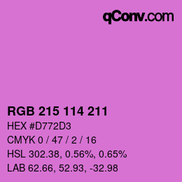Color code: RGB 215 114 211 | qconv.com