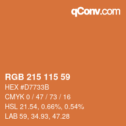 Color code: RGB 215 115 59 | qconv.com