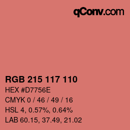 カラーコード: RGB 215 117 110 | qconv.com