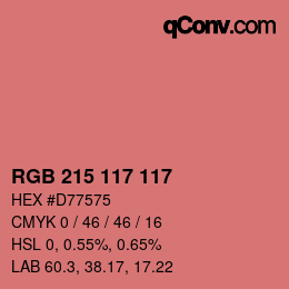 Farbcode: RGB 215 117 117 | qconv.com