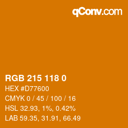Color code: RGB 215 118 0 | qconv.com