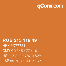 Color code: RGB 215 119 49 | qconv.com