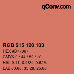 颜色代码: RGB 215 120 103 | qconv.com