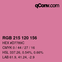カラーコード: RGB 215 120 156 | qconv.com