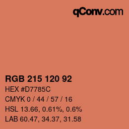 カラーコード: RGB 215 120 92 | qconv.com