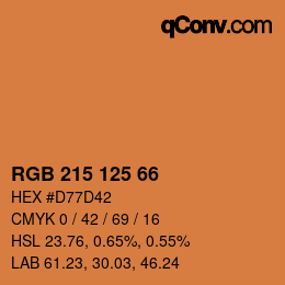 Color code: RGB 215 125 66 | qconv.com