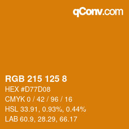 Color code: RGB 215 125 8 | qconv.com