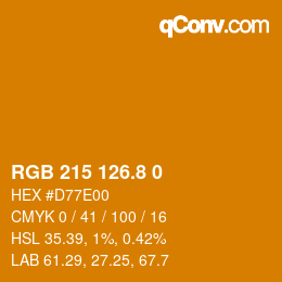 カラーコード: RGB 215 126.8 0 | qconv.com