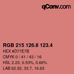 カラーコード: RGB 215 126.8 123.4 | qconv.com