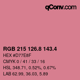 カラーコード: RGB 215 126.8 143.4 | qconv.com