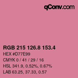 カラーコード: RGB 215 126.8 153.4 | qconv.com