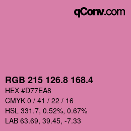 カラーコード: RGB 215 126.8 168.4 | qconv.com