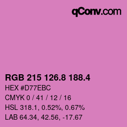 カラーコード: RGB 215 126.8 188.4 | qconv.com