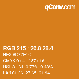 カラーコード: RGB 215 126.8 28.4 | qconv.com