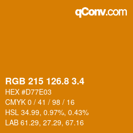 カラーコード: RGB 215 126.8 3.4 | qconv.com