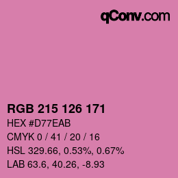 カラーコード: RGB 215 126 171 | qconv.com