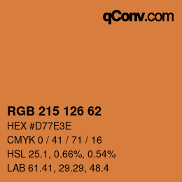 Color code: RGB 215 126 62 | qconv.com