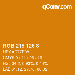 カラーコード: RGB 215 126 8 | qconv.com