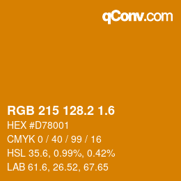 カラーコード: RGB 215 128.2 1.6 | qconv.com