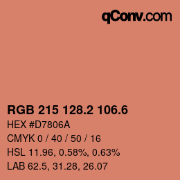 カラーコード: RGB 215 128.2 106.6 | qconv.com