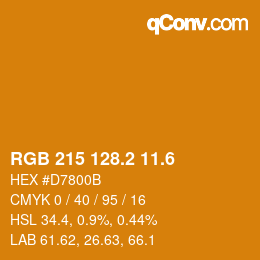 カラーコード: RGB 215 128.2 11.6 | qconv.com