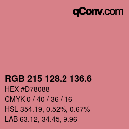 カラーコード: RGB 215 128.2 136.6 | qconv.com