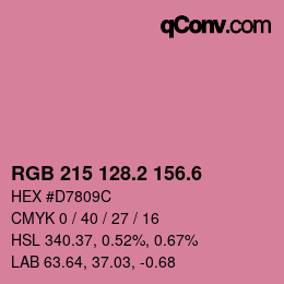 カラーコード: RGB 215 128.2 156.6 | qconv.com