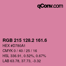 カラーコード: RGB 215 128.2 161.6 | qconv.com
