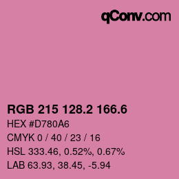 カラーコード: RGB 215 128.2 166.6 | qconv.com