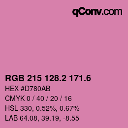 カラーコード: RGB 215 128.2 171.6 | qconv.com