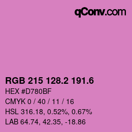 カラーコード: RGB 215 128.2 191.6 | qconv.com