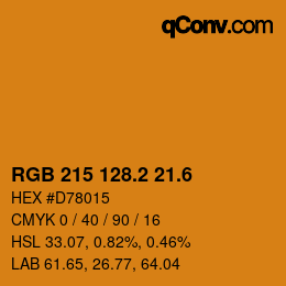 カラーコード: RGB 215 128.2 21.6 | qconv.com