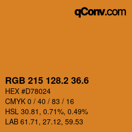 カラーコード: RGB 215 128.2 36.6 | qconv.com