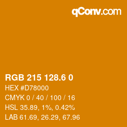 カラーコード: RGB 215 128.6 0 | qconv.com