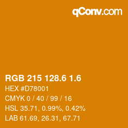 カラーコード: RGB 215 128.6 1.6 | qconv.com