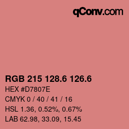 カラーコード: RGB 215 128.6 126.6 | qconv.com