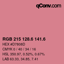 カラーコード: RGB 215 128.6 141.6 | qconv.com