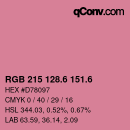 カラーコード: RGB 215 128.6 151.6 | qconv.com