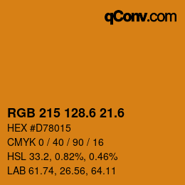 カラーコード: RGB 215 128.6 21.6 | qconv.com