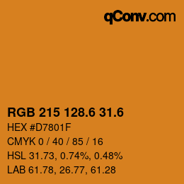 カラーコード: RGB 215 128.6 31.6 | qconv.com