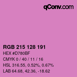カラーコード: RGB 215 128 191 | qconv.com