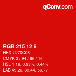 Color code: RGB 215 12 8 | qconv.com