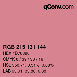 カラーコード: RGB 215 131 144 | qconv.com