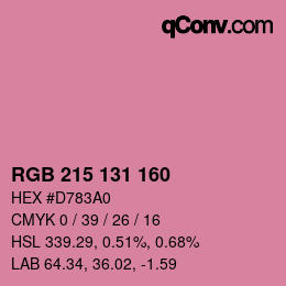 カラーコード: RGB 215 131 160 | qconv.com