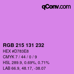Color code: RGB 215 131 232 | qconv.com